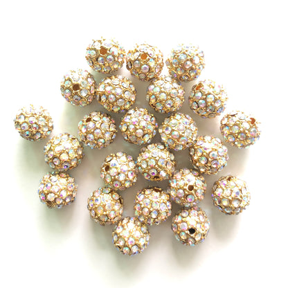 20-50pcs/lot 10mm Clear AB Rhinestone Paved Alloy Ball Spacers-Gold Alloy Spacers & Wholesale Charms Beads Beyond