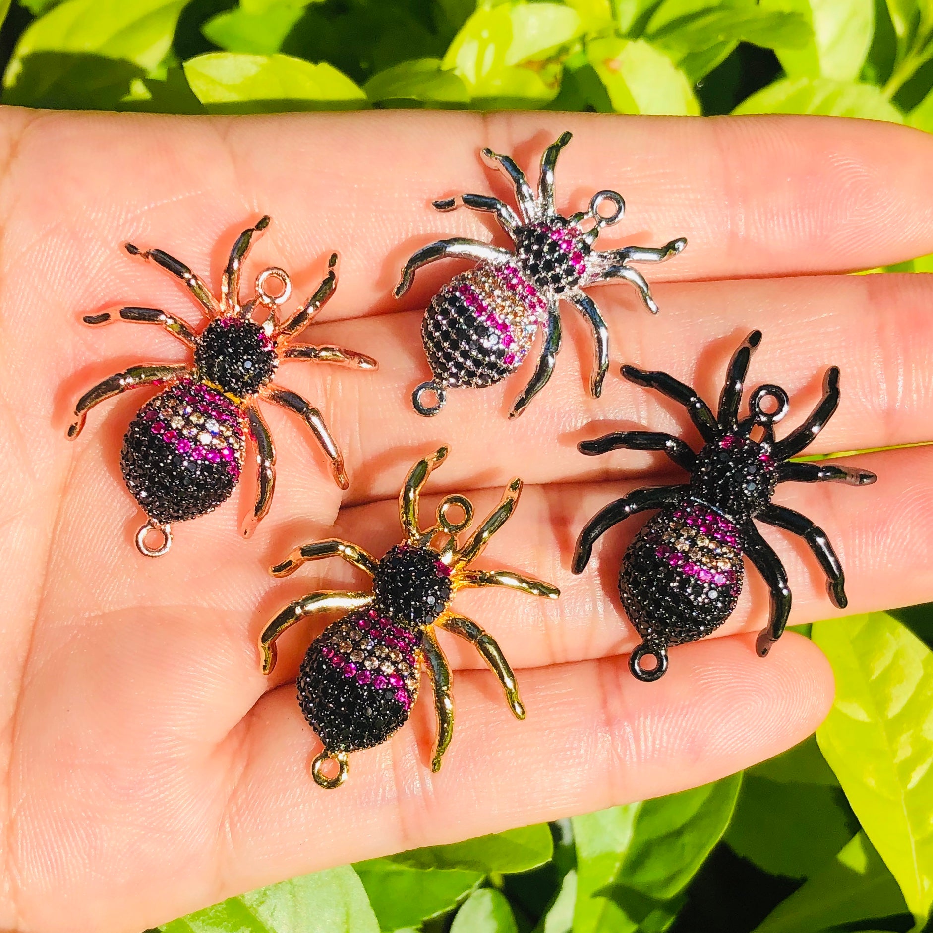 5pcs/lot 35*25mm CZ Paved Animal Spider Connectors Mix Silver, Rose Gold & Black CZ Paved Connectors Charms Beads Beyond