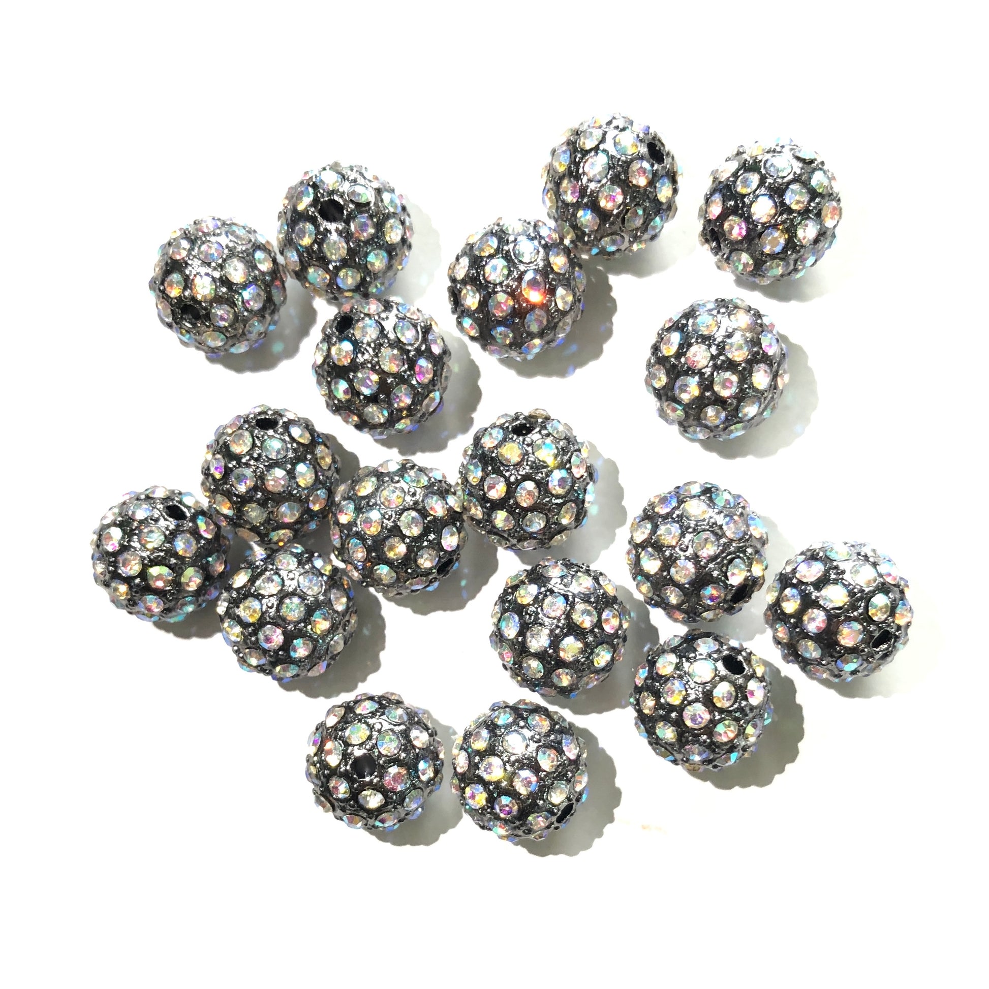 20-50pcs/lot 10mm Clear AB Rhinestone Paved Alloy Ball Spacers-Black Alloy Spacers & Wholesale Charms Beads Beyond