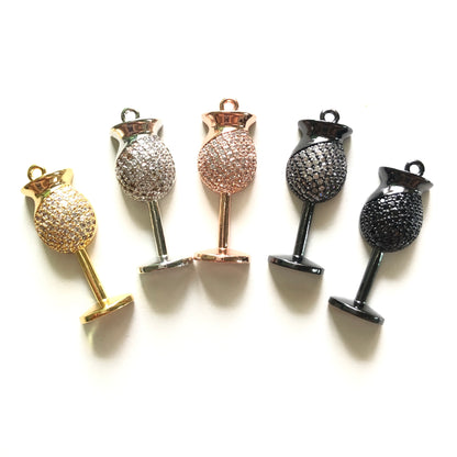 10pcs/lot 30*12.5mm CZ Paved Wine Glass Charms CZ Paved Charms Fashion On Sale Charms Beads Beyond