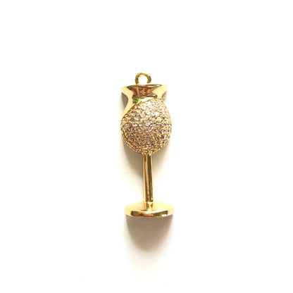 10pcs/lot 30*12.5mm CZ Paved Wine Glass Charms Gold CZ Paved Charms Fashion On Sale Charms Beads Beyond