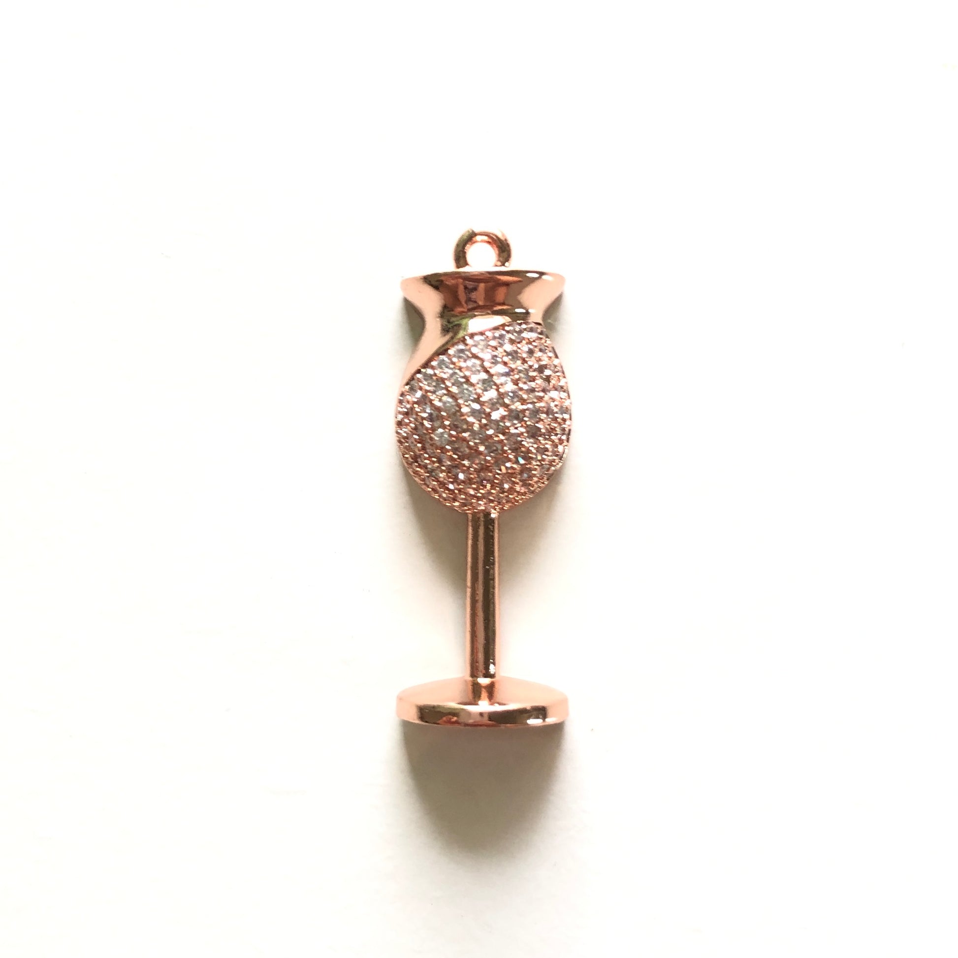 10pcs/lot 30*12.5mm CZ Paved Wine Glass Charms Rose Gold CZ Paved Charms Fashion On Sale Charms Beads Beyond