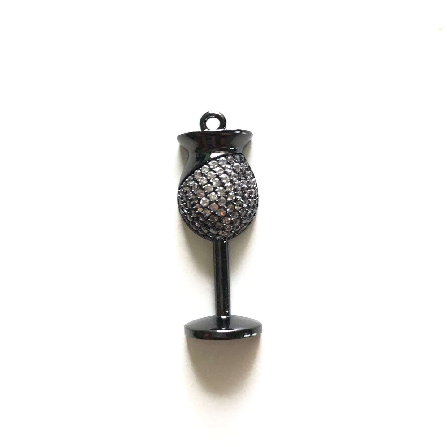 10pcs/lot 30*12.5mm CZ Paved Wine Glass Charms Clear on Black CZ Paved Charms Fashion On Sale Charms Beads Beyond