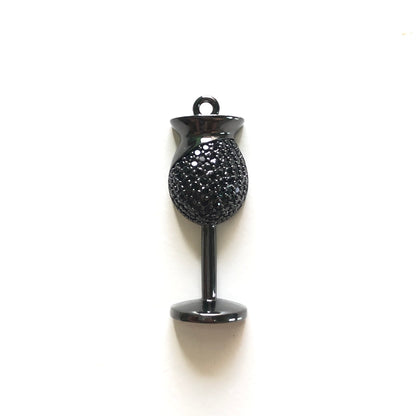 10pcs/lot 30*12.5mm CZ Paved Wine Glass Charms Black on Black CZ Paved Charms Fashion On Sale Charms Beads Beyond