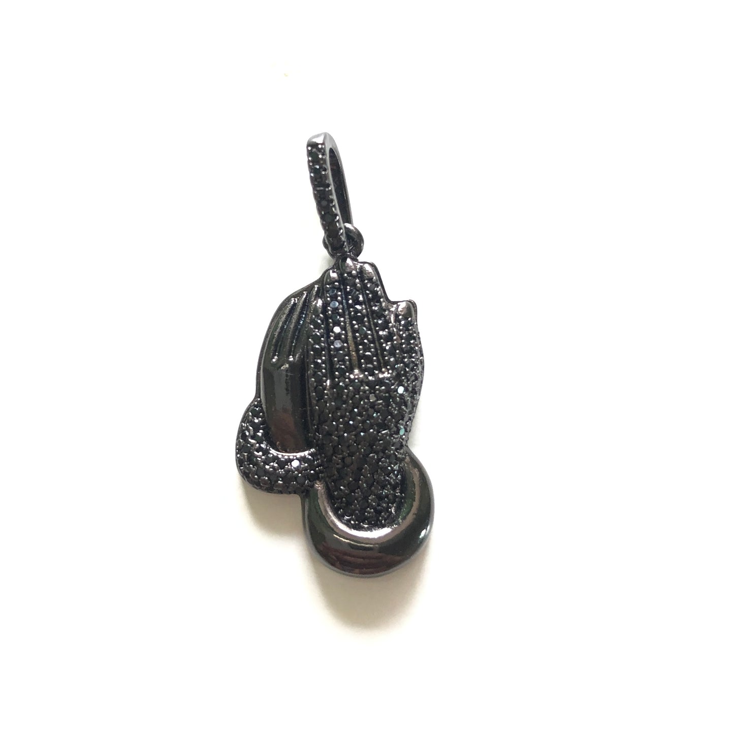 10pcs/lot 31*17mm CZ Paved Praying Hands Charms Black on Black CZ Paved Charms Christian Quotes Symbols Charms Beads Beyond