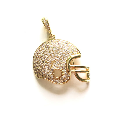 10pcs/lot 31*26mm CZ Paved American Football Helmet Charms Gold CZ Paved Charms American Football Sports Charms Beads Beyond