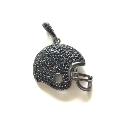 10pcs/lot 31*26mm CZ Paved American Football Helmet Charms Black on Black CZ Paved Charms American Football Sports Charms Beads Beyond