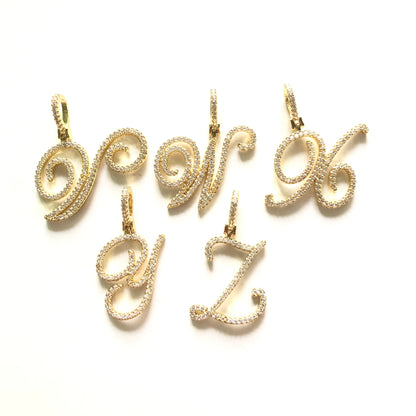 10pcs/lot CZ Paved Vintage Initial Alphabet Necklace -Gold Necklaces Charms Beads Beyond
