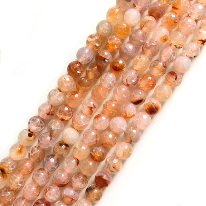 2 Strands/lot 10mm Peach Dragon Agate Faceted Stone Beads Stone Beads Faceted Agate Beads Charms Beads Beyond