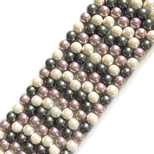 2 Strands/lot 10mm Multicolor Round Pearls- Mix White, Light Purple, Black Pearls Charms Beads Beyond