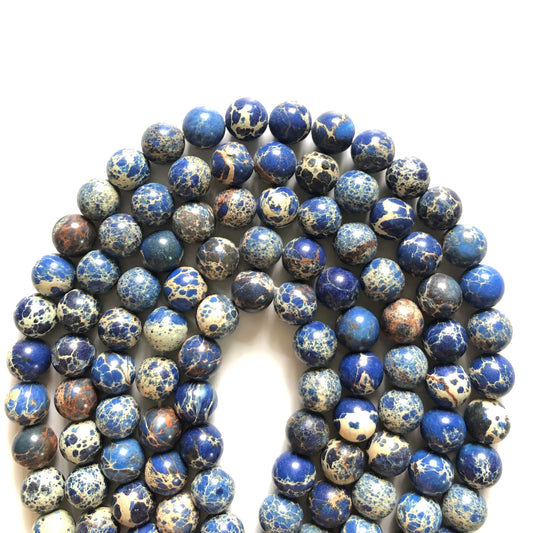 2 Strands/lot 10mm Natural Impression Jasper Beads-Navy Blue Stone Beads Jasper Beads Charms Beads Beyond