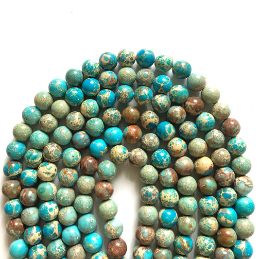 2 Strands/lot 10mm Natural Impression Jasper Beads-Light Blue Stone Beads Jasper Beads Charms Beads Beyond