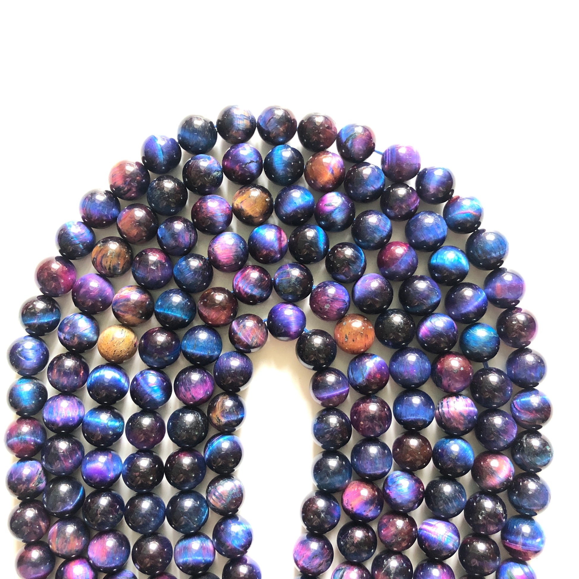 10mm Natural Purple Galaxy Tiger Eye Round Stone Beads Stone Beads Tiger Eye Beads Charms Beads Beyond