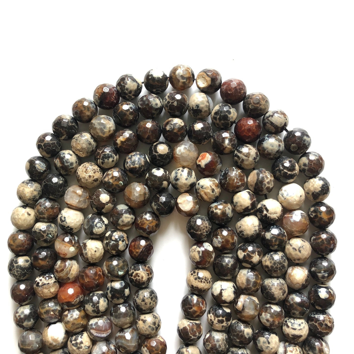 2 Strands/lot 12mm Brown Faceted Fire Agate Stone Beads Stone Beads 12mm Stone Beads Faceted Agate Beads Charms Beads Beyond