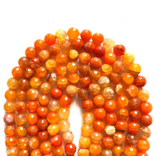 2 Strands/lot 12mm Orange Faceted Dragon Agate Stone Beads Stone Beads 12mm Stone Beads Faceted Agate Beads Charms Beads Beyond