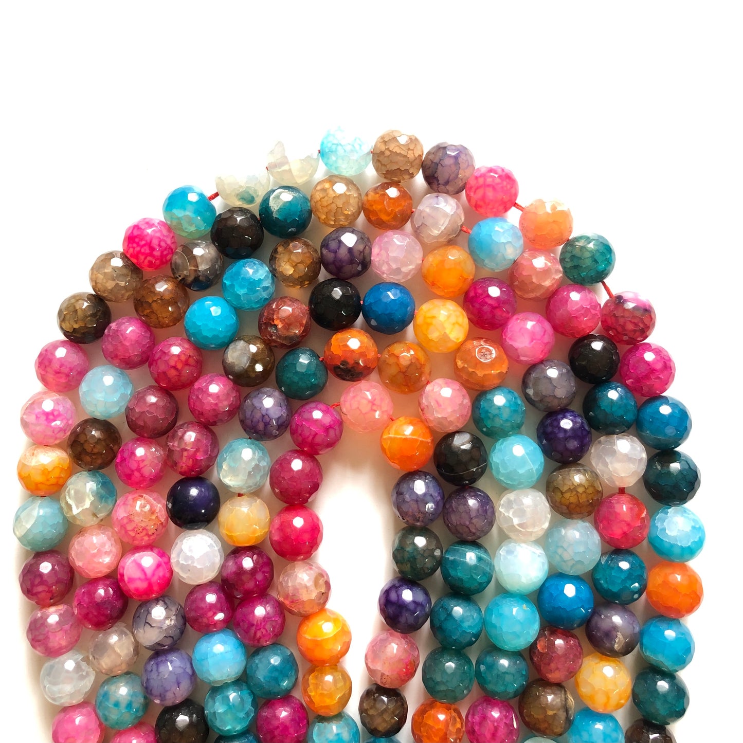 2 Strands/lot 12mm Multicolor Faceted Dragon Agate Stone Beads Stone Beads 12mm Stone Beads Faceted Agate Beads Charms Beads Beyond