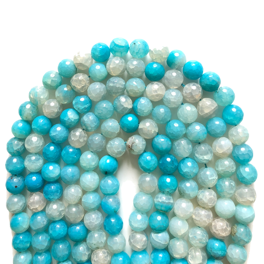 2 Strands/lot 12mm Light Blue Faceted Dragon Agate Stone Beads Stone Beads 12mm Stone Beads Faceted Agate Beads Charms Beads Beyond