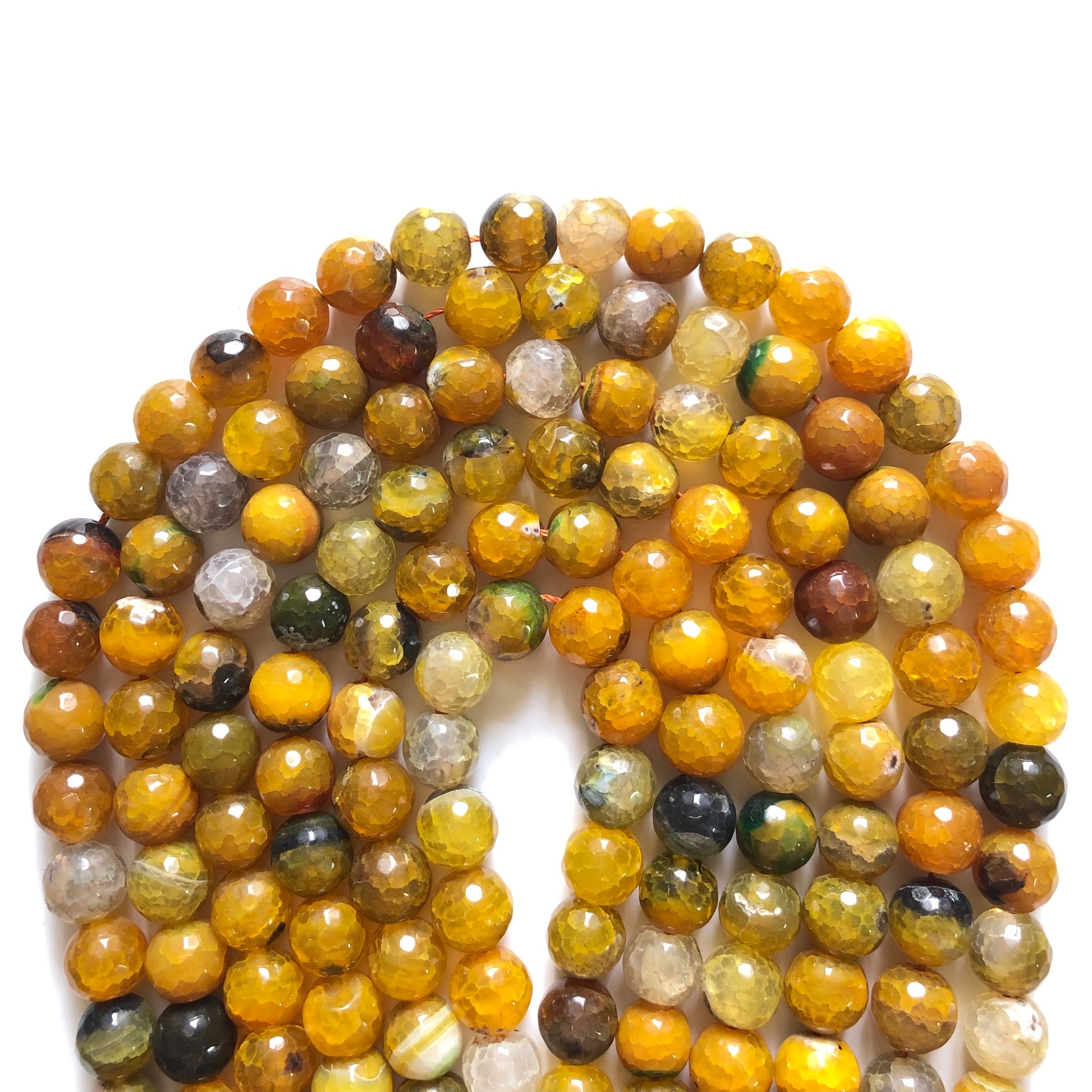 2 Strands/lot 12mm Yellow Faceted Dragon Agate Stone Beads Stone Beads 12mm Stone Beads Faceted Agate Beads Charms Beads Beyond