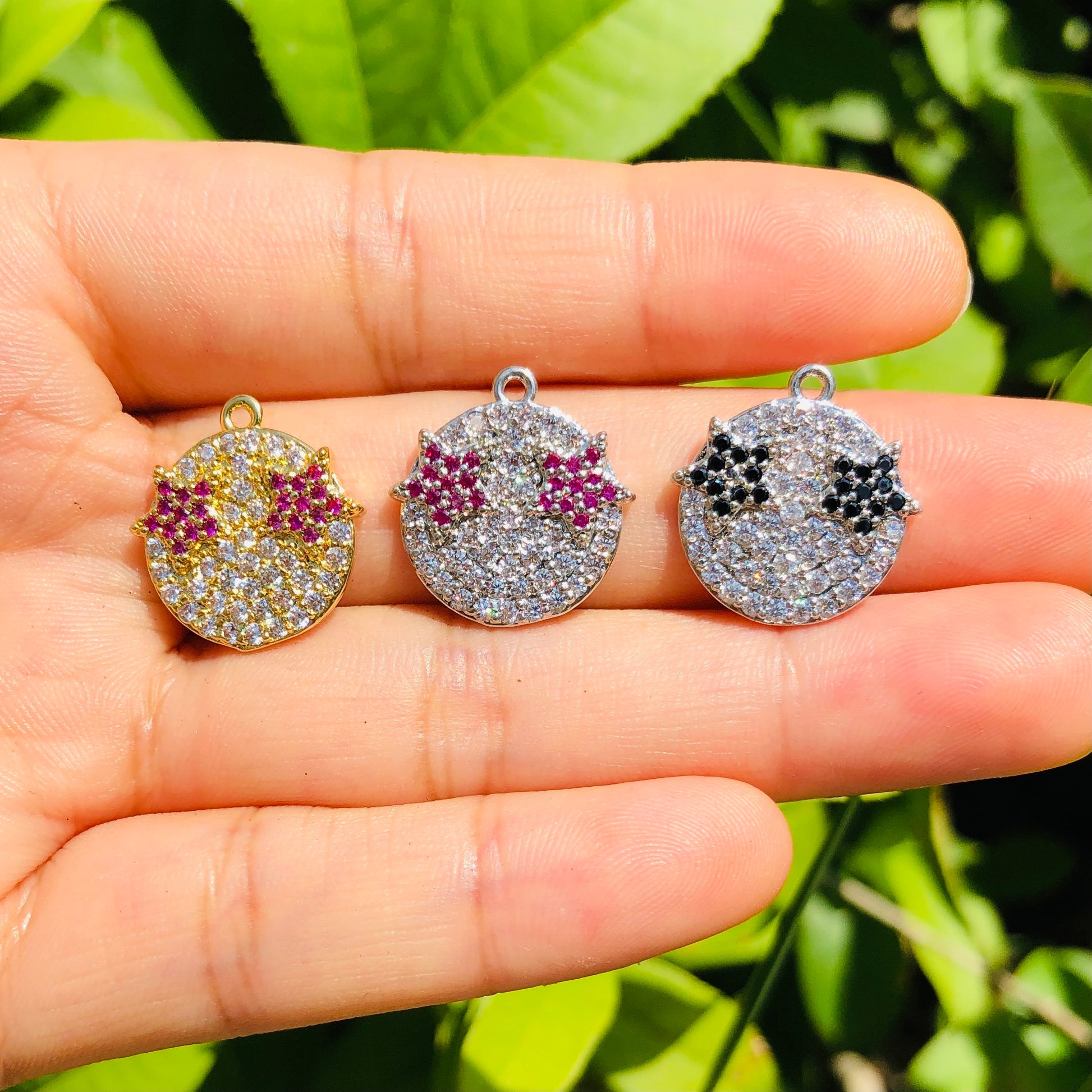 10pcs/lot 15mm CZ Paved Star Eye Emoji Charms CZ Paved Charms Charms Beads Beyond