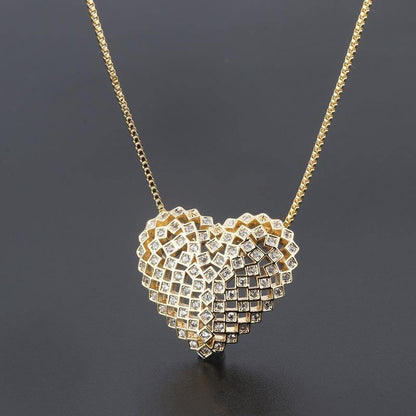 5pcs/lot CZ Paved Hollow Heart Necklaces Gold Necklaces Love & Heart Necklaces Charms Beads Beyond