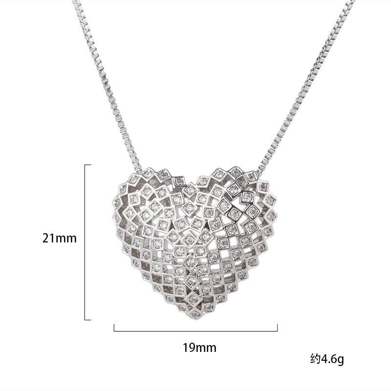 5pcs/lot CZ Paved Hollow Heart Necklaces Necklaces Love & Heart Necklaces Charms Beads Beyond