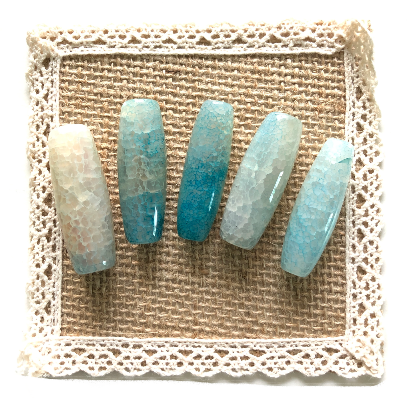 5pcs/lot 40*13mm Light Blue Agate Barrel Spacers Agate Spacers Focal Beads Charms Beads Beyond