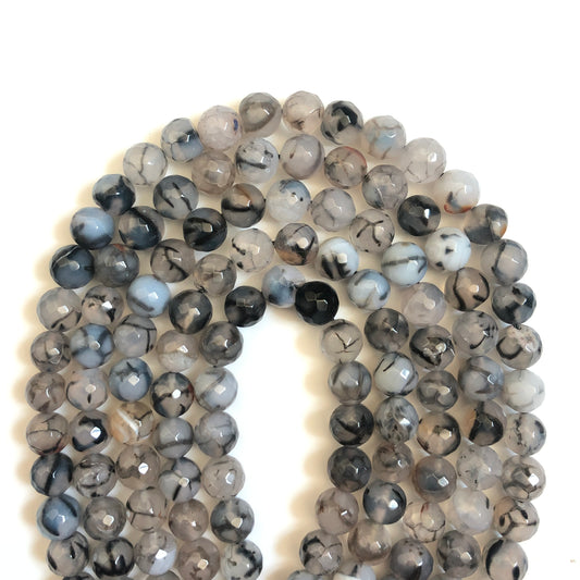 2 Strands/lot 10mm Clear Black Faceted Dragon Agate Stone Beads Stone Beads Faceted Agate Beads Charms Beads Beyond