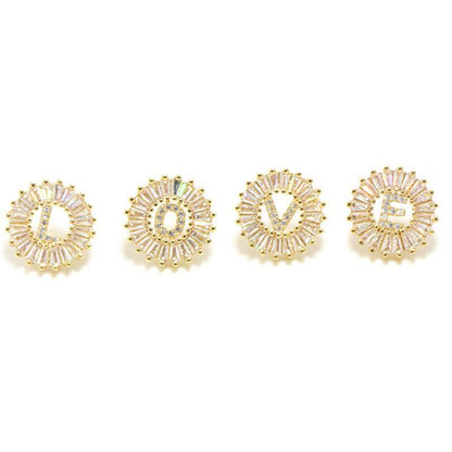 10pairs/lot CZ Paved Small Initial Earrings-Gold Accessories Charms Beads Beyond