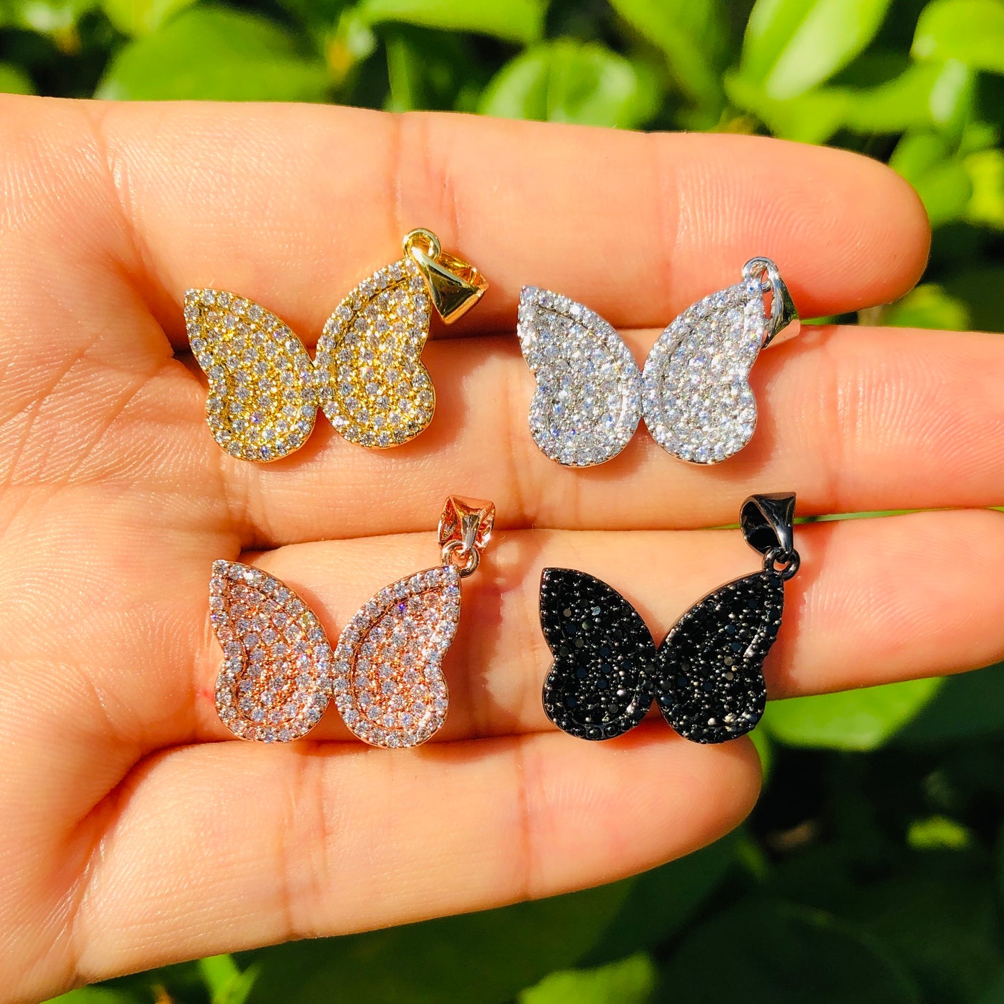 10pcs/lot 21*15mm CZ Paved Butterfly Charms Mix Color CZ Paved Charms Butterflies Charms Beads Beyond