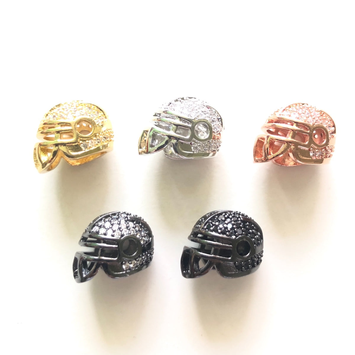 10pcs/lot 14*10mm CZ Paved American Football Helmet Spacers Mix Colors CZ Paved Spacers American Football Sports Helmet Spacers Charms Beads Beyond