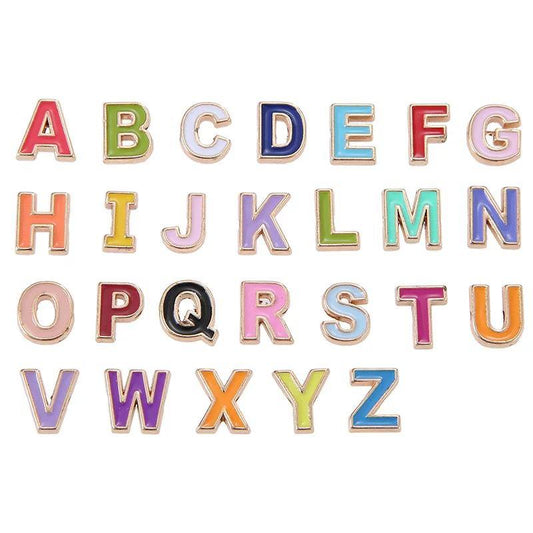 100pcs/lot 10mm Colorful Initial Alphabet Spacers Alloy Charms Charms Beads Beyond