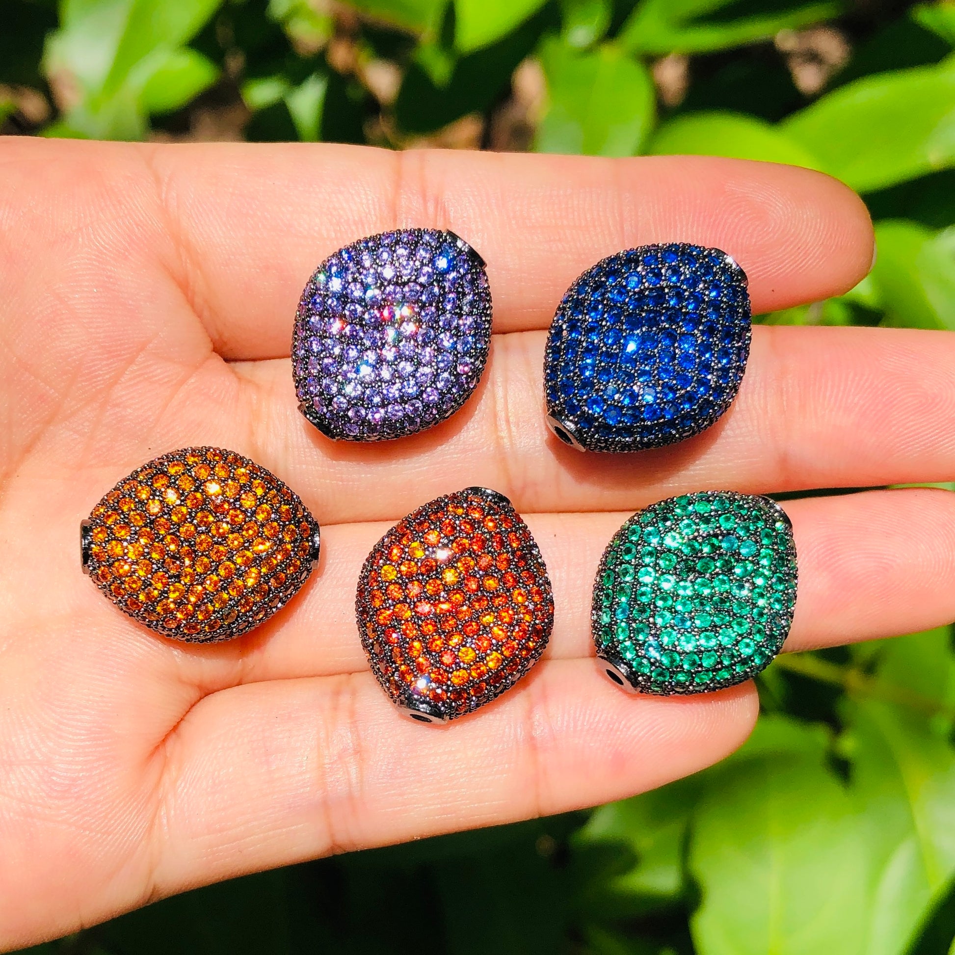 5-10pcs/lot 20*17mm Colorful CZ Paved Rhombus Centerpiece Spacers CZ Paved Spacers Colorful Zirconia Rhombus Spacers Charms Beads Beyond