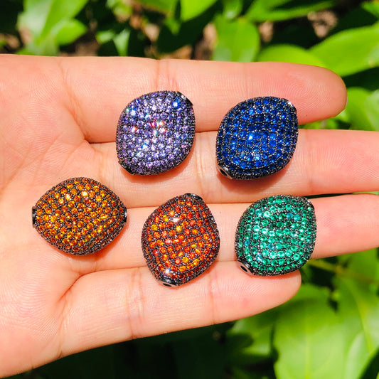 5-10pcs/lot 20*17mm Colorful CZ Paved Rhombus Centerpiece Spacers CZ Paved Spacers Colorful Zirconia Rhombus Spacers Charms Beads Beyond