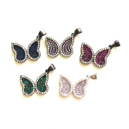5pcs/lot 21*15mm Colorful CZ Paved Butterfly Charms CZ Paved Charms Butterflies Charms Beads Beyond