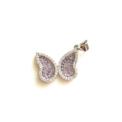 5pcs/lot 21*15mm Colorful CZ Paved Butterfly Charms Purple on Clear CZ Paved Charms Butterflies Charms Beads Beyond