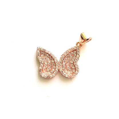 10pcs/lot 21*15mm CZ Paved Butterfly Charms Rose Gold CZ Paved Charms Butterflies Charms Beads Beyond