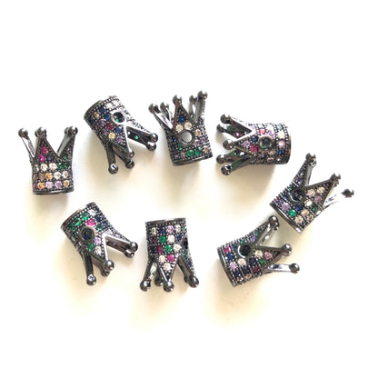 10pcs/lot Multicolor CZ Paved Crown Spacers Black CZ Paved Spacers Colorful Zirconia Crown Beads Charms Beads Beyond