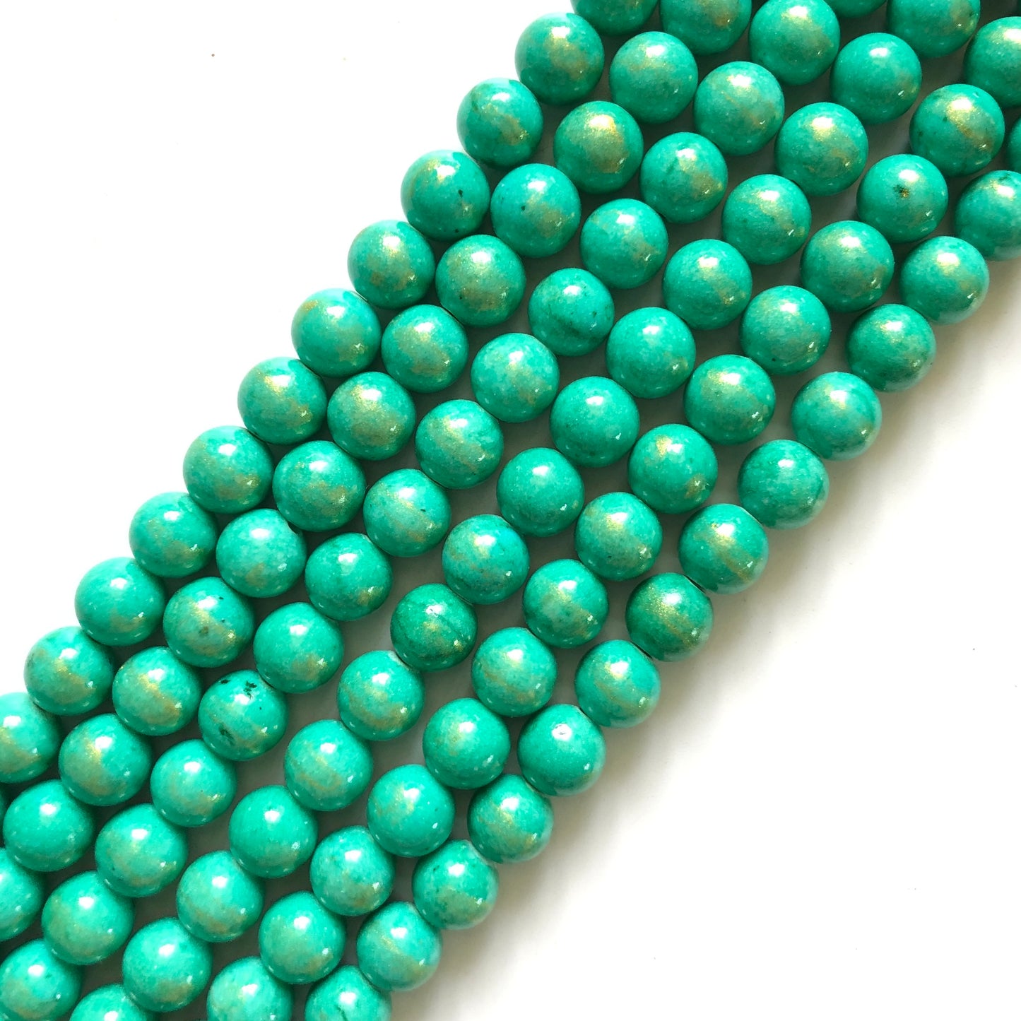 2 Strands/lot 8mm, 10mm Bright Turquoise Gold Plated Jade Round Stone Beads Stone Beads 8mm Stone Beads Gold Plated Jade Beads Round Jade Beads Charms Beads Beyond
