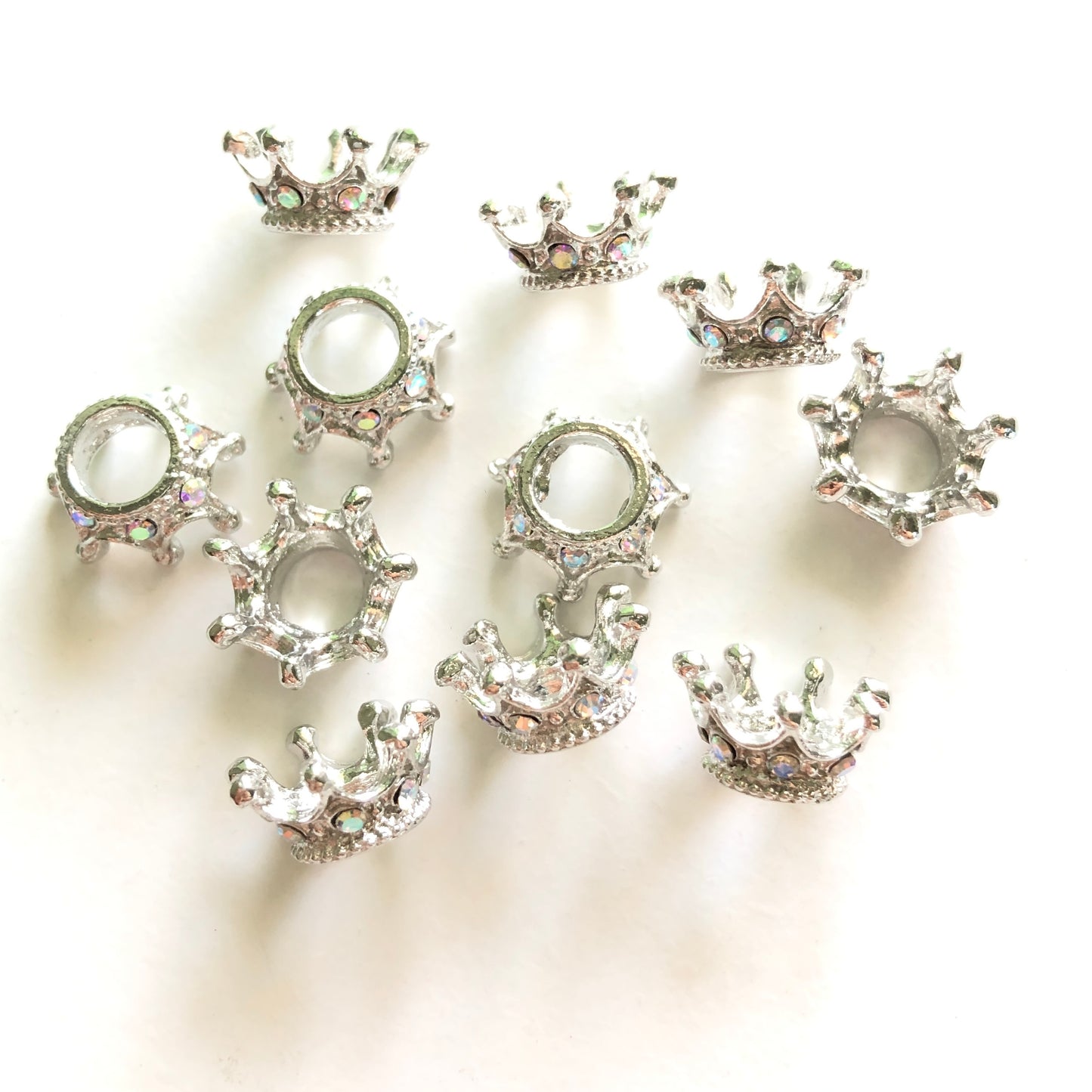 20-50pcs/lot Clear AB Rhinestone Paved Alloy Small Crown Spacers Alloy Spacers & Wholesale Charms Beads Beyond