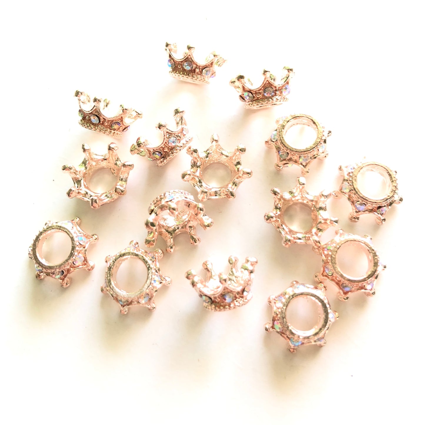 20-50pcs/lot Clear AB Rhinestone Paved Alloy Small Crown Spacers Alloy Spacers & Wholesale Charms Beads Beyond