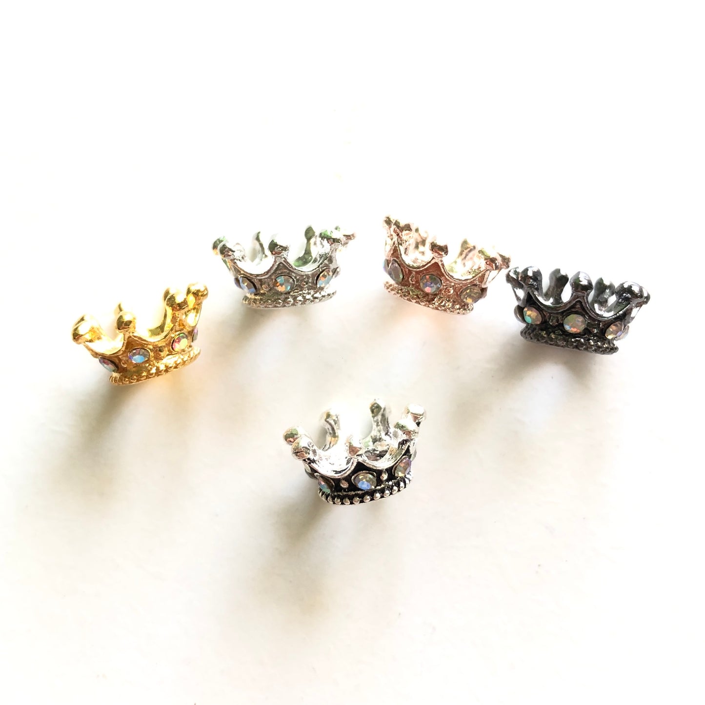 20-50pcs/lot Clear AB Rhinestone Paved Alloy Small Crown Spacers Alloy Spacers & Wholesale Charms Beads Beyond