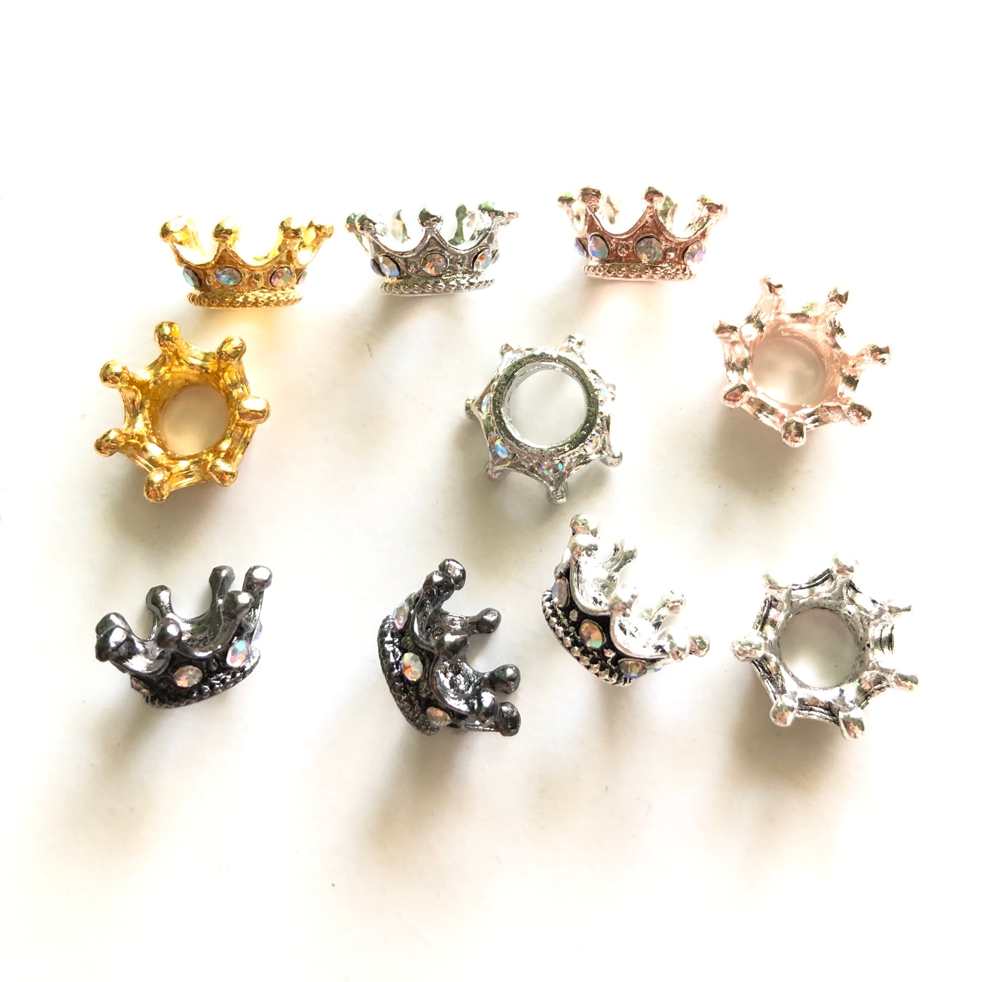 20-50pcs/lot Clear AB Rhinestone Paved Alloy Small Crown Spacers Alloy Spacers & Wholesale Charms Beads Beyond