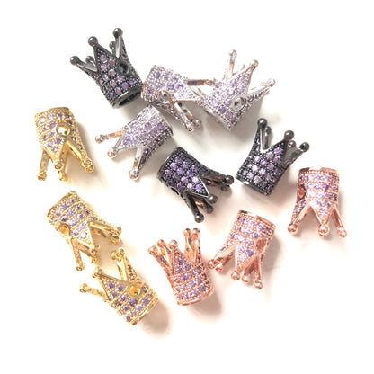 10pcs/lot Purple CZ Paved Crown Spacers CZ Paved Spacers Colorful Zirconia Crown Beads Charms Beads Beyond