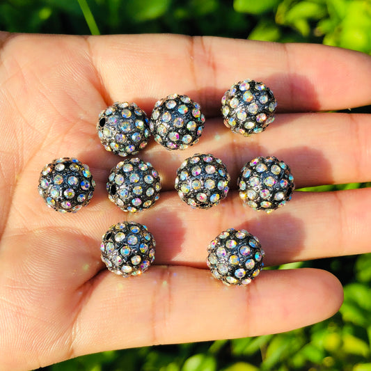 20-50pcs/lot 10mm Clear AB Rhinestone Paved Alloy Ball Spacers-Black Alloy Spacers & Wholesale Charms Beads Beyond