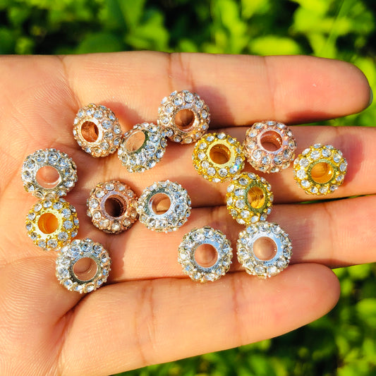 20-50pcs/lot 8mm Clear Rhinestone Paved Alloy Wheel Spacers Alloy Spacers & Wholesale Charms Beads Beyond
