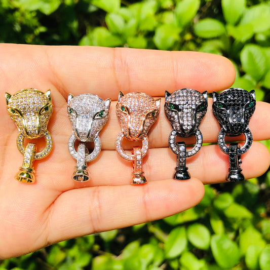 5-10pcs/lot CZ Paved Panther Connectors CZ Paved Connectors Animal Spacers Charms Beads Beyond