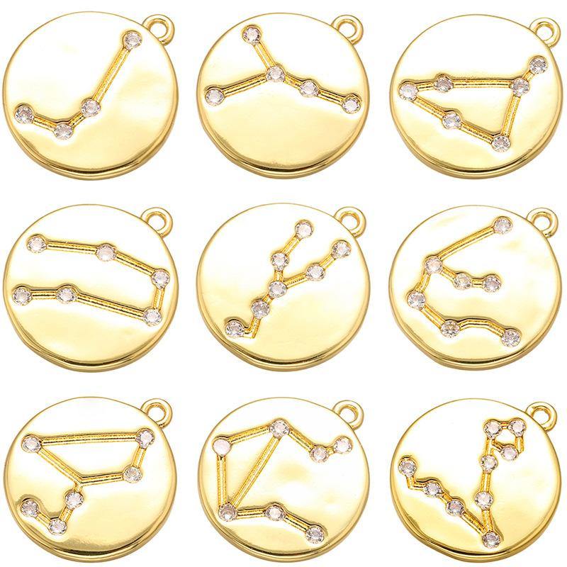 12pcs/lot 16*14mm CZ Paved Zodiac Charms CZ Paved Charms Zodiac Charms Beads Beyond