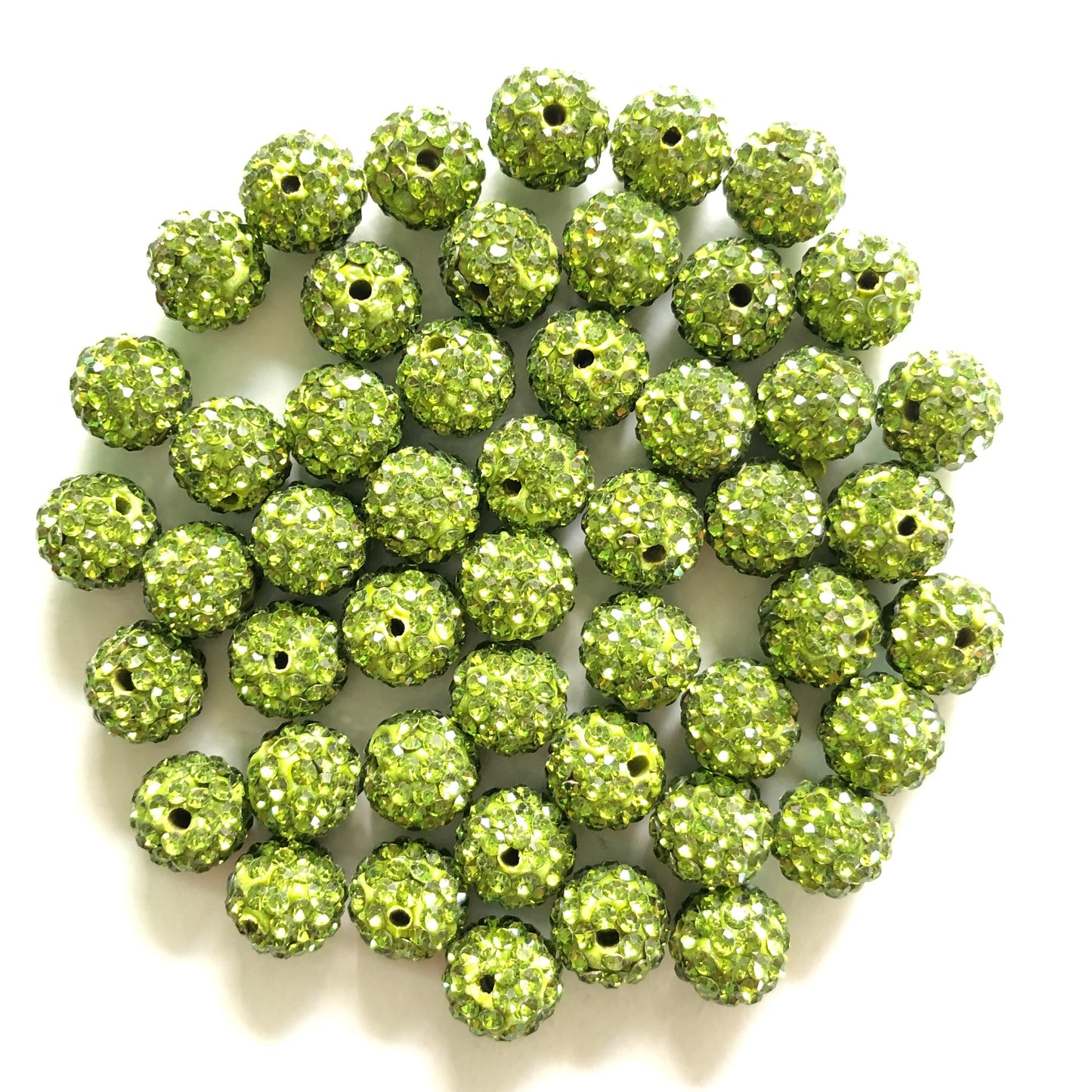 50-100pcs/lot 10mm Olive Green Rhinestone Clay Disco Ball Beads Clay Beads Charms Beads Beyond