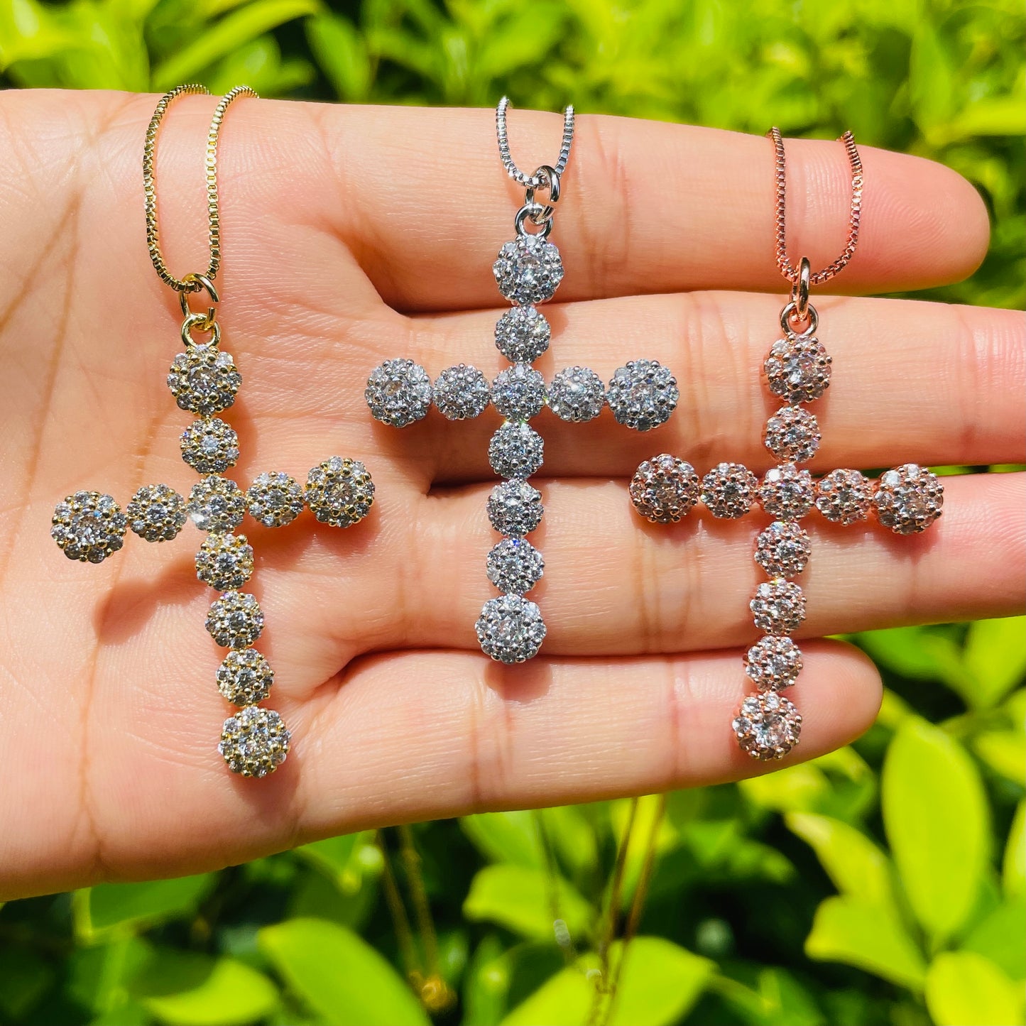 5pcs/lot 40*27mm CZ Paved Cross Necklaces Necklaces Charms Beads Beyond
