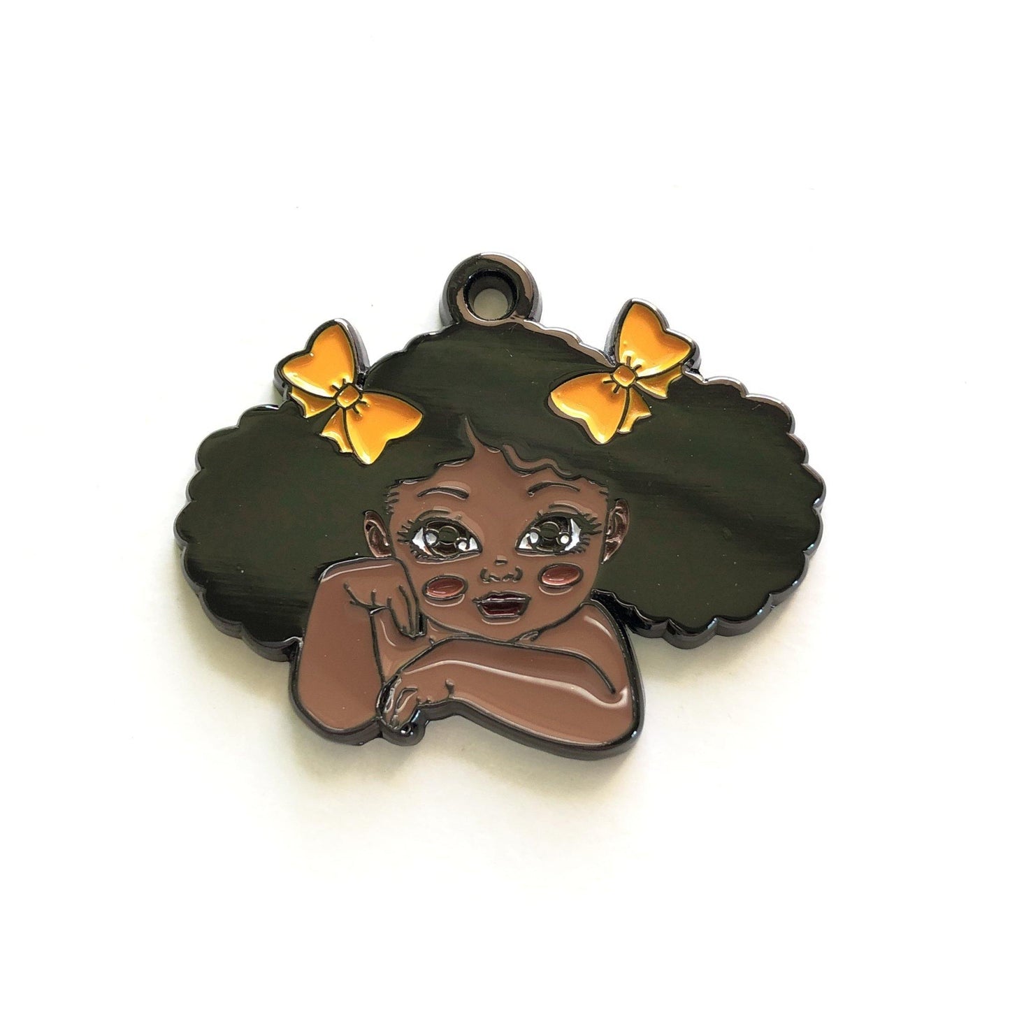 10pcs/lot Cute Little Black Girl Charm Yellow Enamel Afro Charms On Sale Charms Beads Beyond